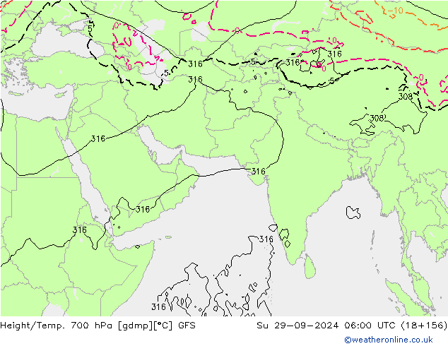 Height/Temp. 700 гПа GFS Вс 29.09.2024 06 UTC