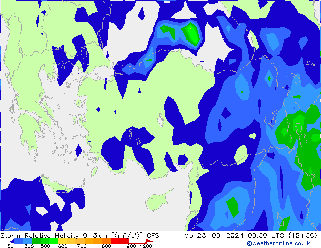 Storm Relative Helicity GFS lun 23.09.2024 00 UTC