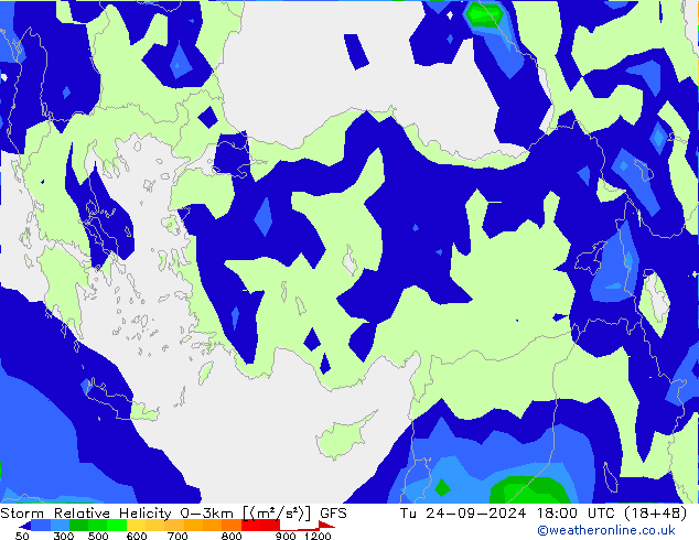 Storm Relative Helicity GFS di 24.09.2024 18 UTC