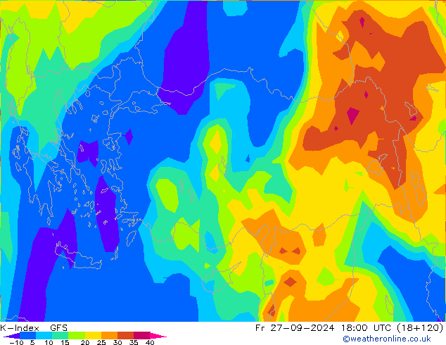 K-Index GFS ven 27.09.2024 18 UTC