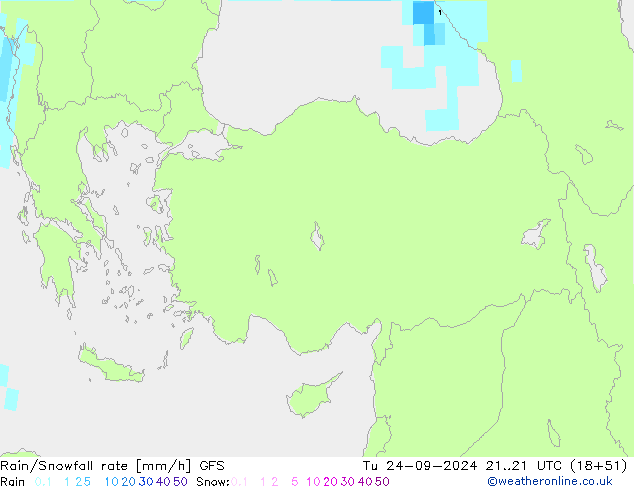 Rain/Snowfall rate GFS mar 24.09.2024 21 UTC