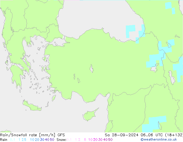 Rain/Snowfall rate GFS  28.09.2024 06 UTC