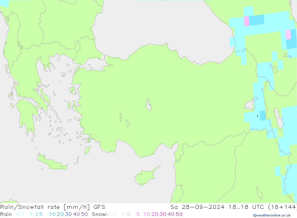 Rain/Snowfall rate GFS Sa 28.09.2024 18 UTC