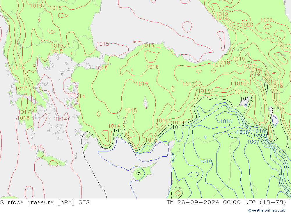 Surface pressure GFS Th 26.09.2024 00 UTC