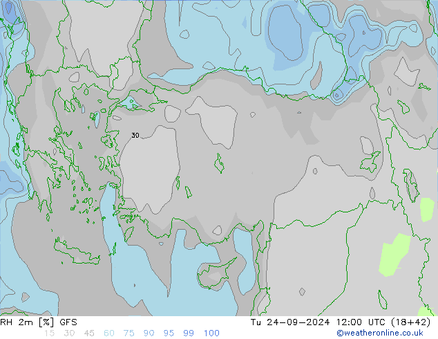 RH 2m GFS  24.09.2024 12 UTC