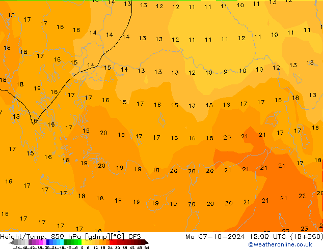 Z500/Rain (+SLP)/Z850 GFS Mo 07.10.2024 18 UTC