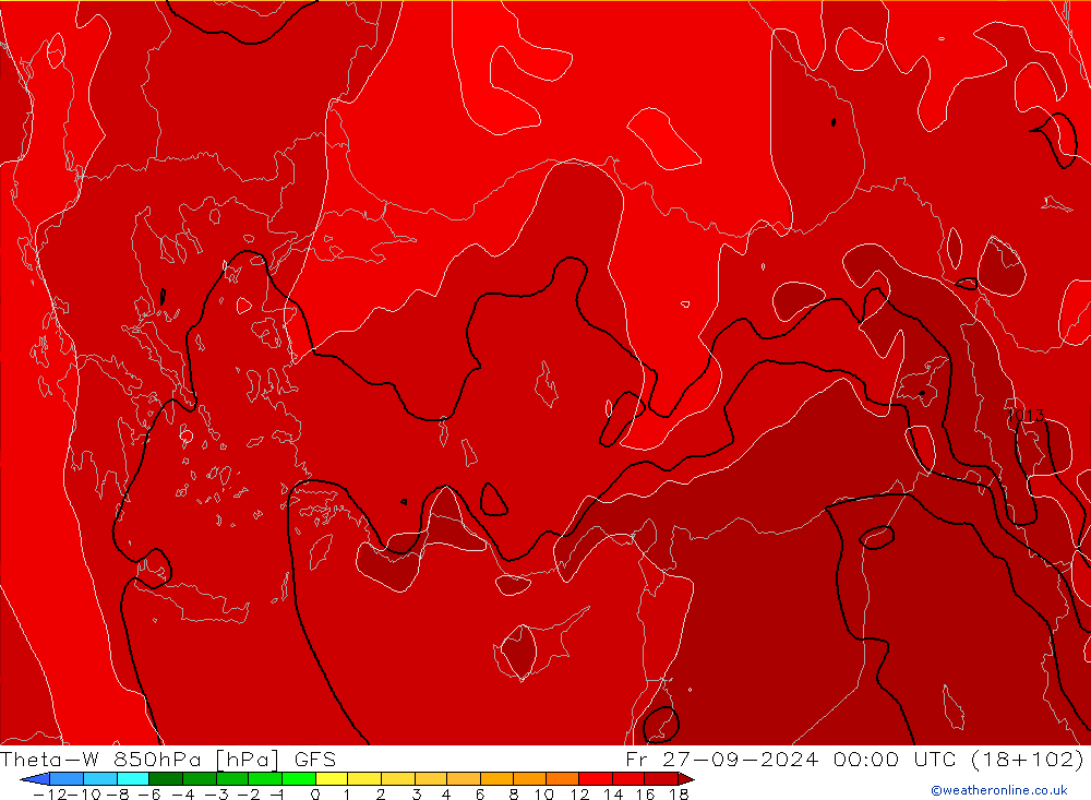 Theta-W 850hPa GFS pt. 27.09.2024 00 UTC