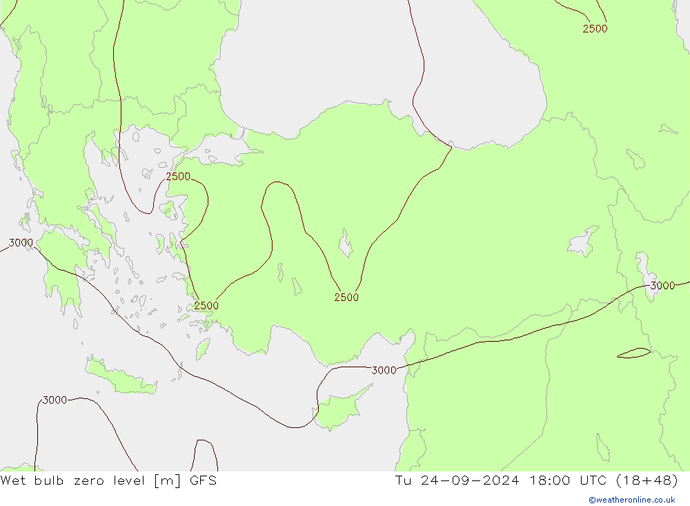 Theta-W Sıfır Seviyesi GFS Sa 24.09.2024 18 UTC