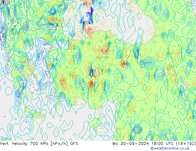 Vert. Velocity 700 hPa GFS Mo 30.09.2024 18 UTC