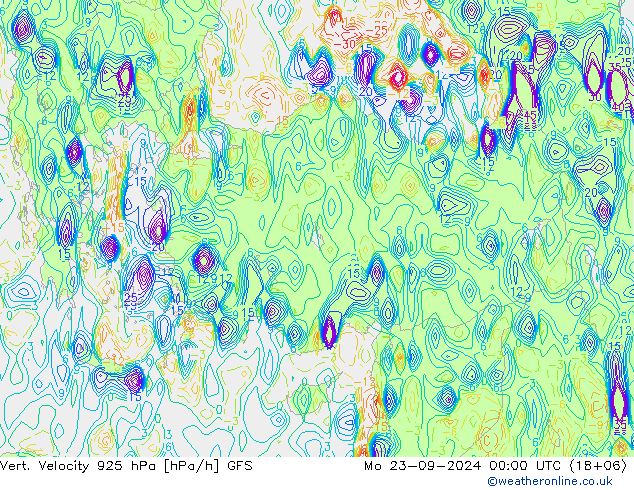 Vert. Velocity 925 гПа GFS пн 23.09.2024 00 UTC