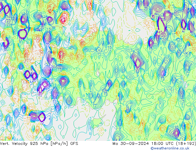 Vert. snelheid 925 hPa GFS ma 30.09.2024 18 UTC