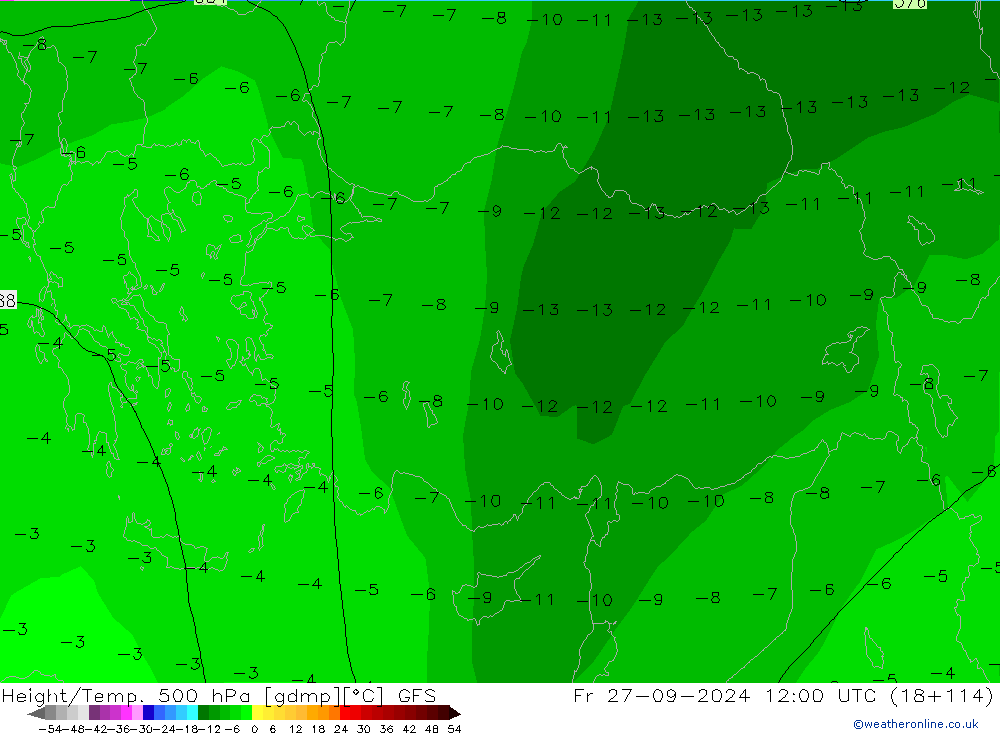 Height/Temp. 500 hPa GFS Fr 27.09.2024 12 UTC