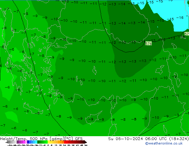 Height/Temp. 500 hPa GFS Su 06.10.2024 06 UTC