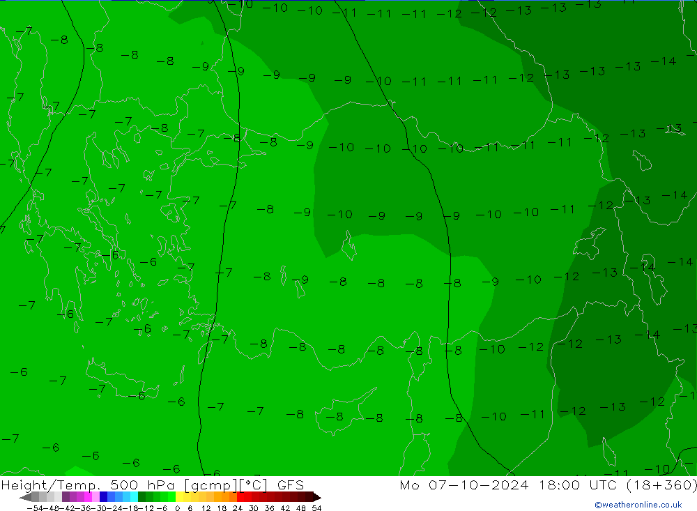 Z500/Rain (+SLP)/Z850 GFS  07.10.2024 18 UTC