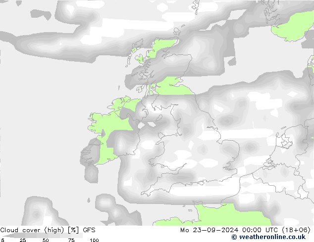 Bewolking (Hoog,Middelb.,Laag) GFS ma 23.09.2024 00 UTC