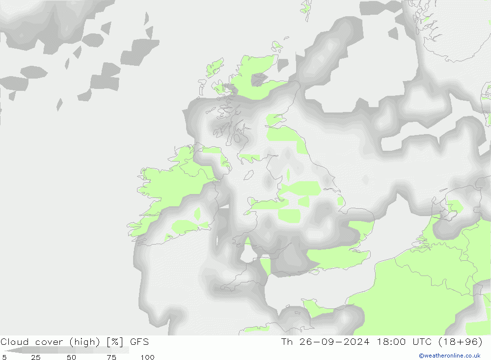 Wolken (hohe) GFS Do 26.09.2024 18 UTC