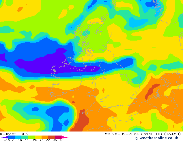 K-İndeksi GFS Çar 25.09.2024 06 UTC