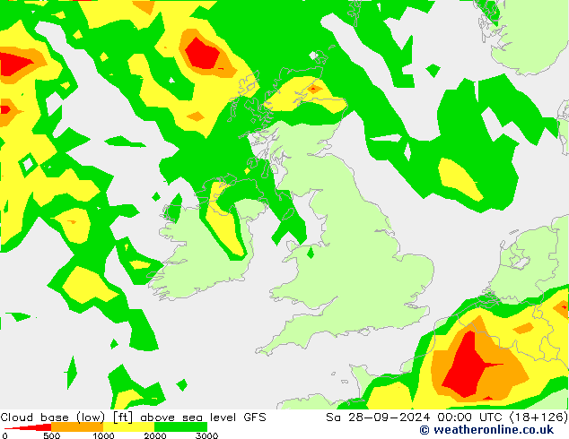 Cloud base (low) GFS sáb 28.09.2024 00 UTC