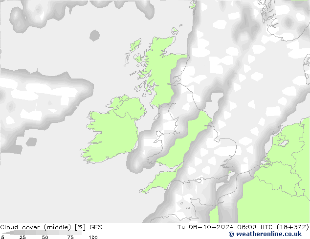 облака (средний) GFS вт 08.10.2024 06 UTC