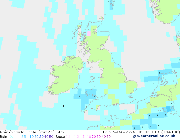 Rain/Snowfall rate GFS pt. 27.09.2024 06 UTC