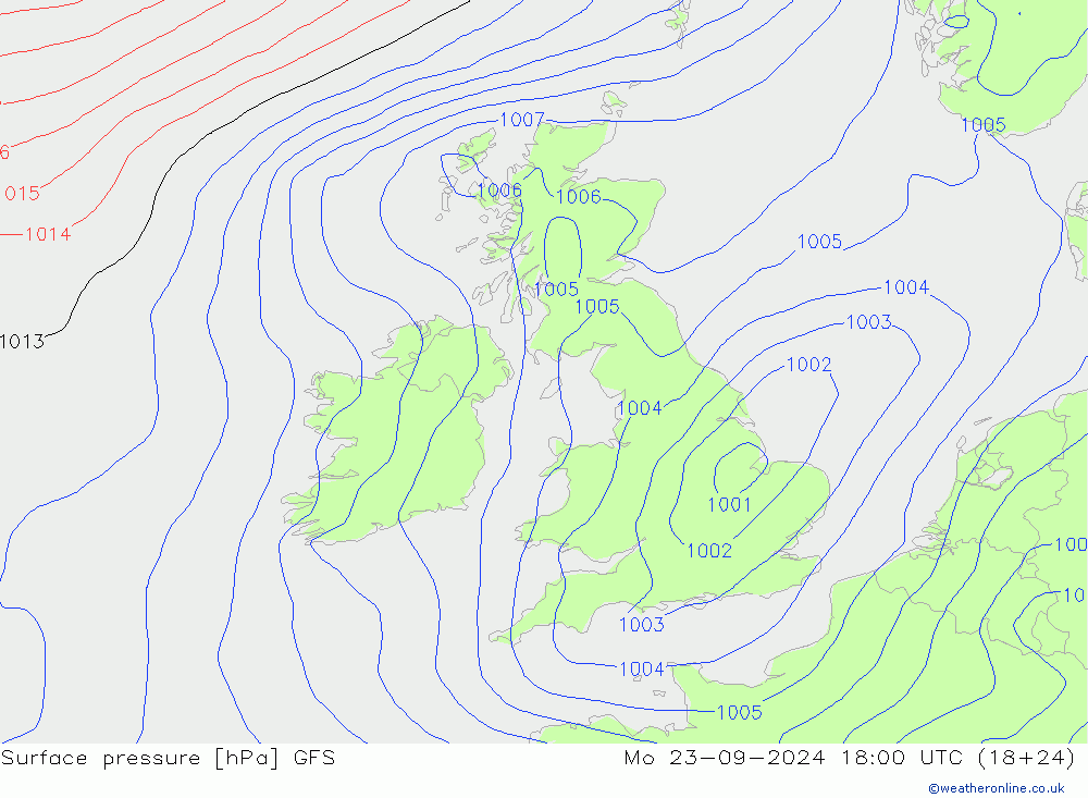 Luchtdruk (Grond) GFS ma 23.09.2024 18 UTC