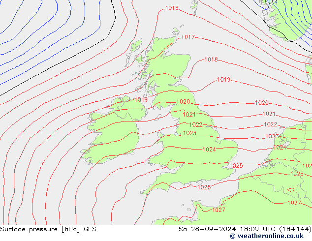 Surface pressure GFS Sa 28.09.2024 18 UTC