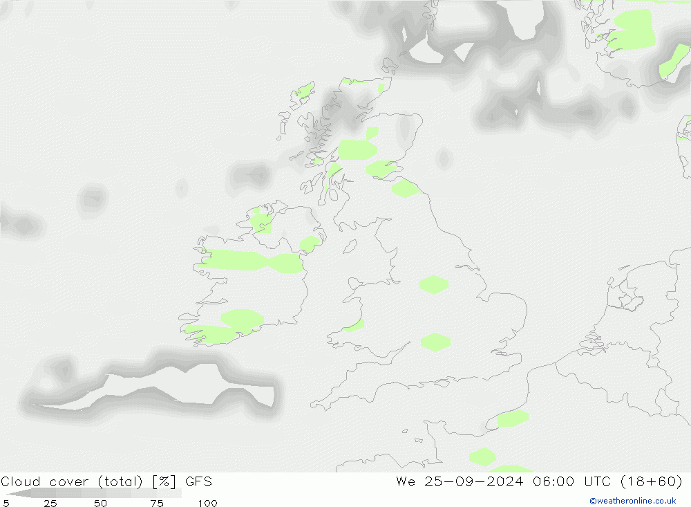 Bulutlar (toplam) GFS Çar 25.09.2024 06 UTC