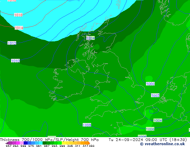 Thck 700-1000 hPa GFS Tu 24.09.2024 09 UTC