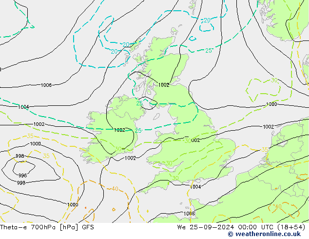 Theta-e 700hPa GFS septiembre 2024