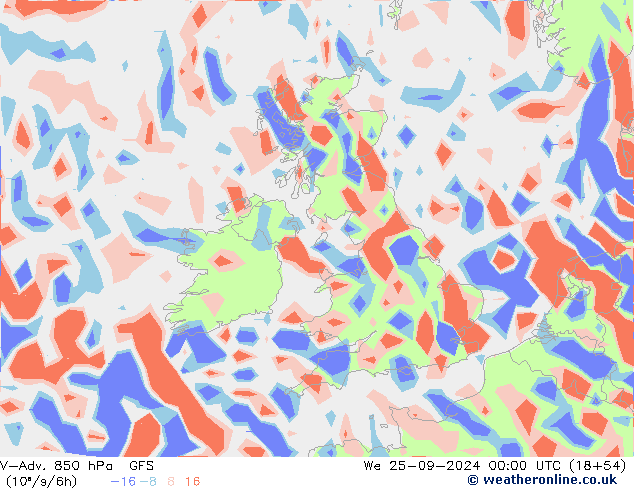 V-Adv. 850 hPa GFS mer 25.09.2024 00 UTC