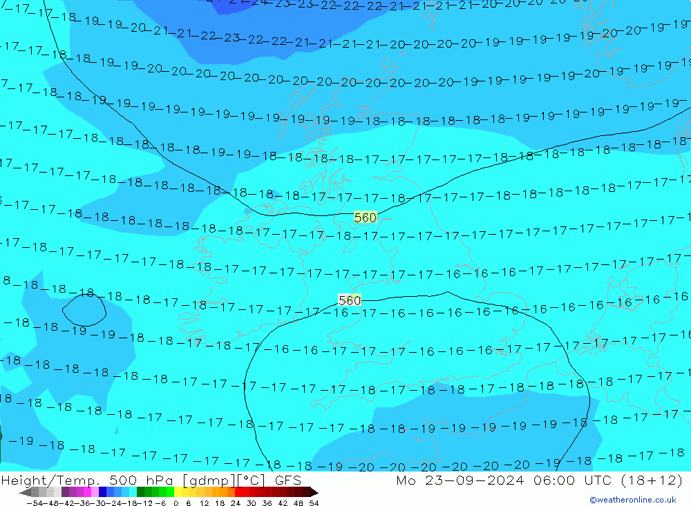 Géop./Temp. 500 hPa GFS lun 23.09.2024 06 UTC