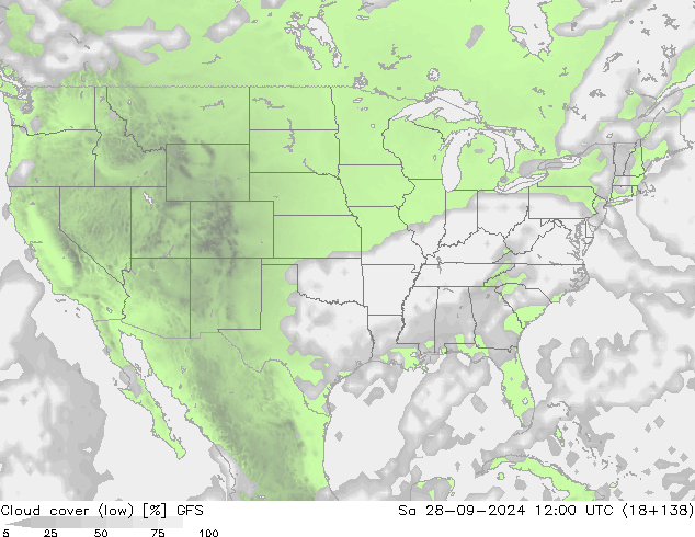 nízká oblaka GFS So 28.09.2024 12 UTC