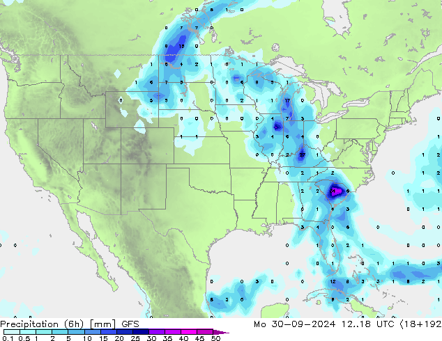 Z500/Regen(+SLP)/Z850 GFS ma 30.09.2024 18 UTC