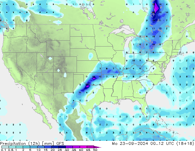 Precipitação (12h) GFS Seg 23.09.2024 12 UTC