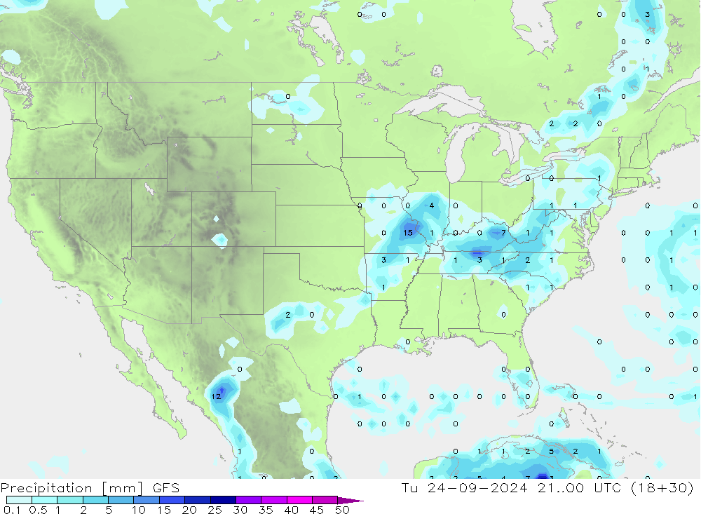 precipitação GFS Ter 24.09.2024 00 UTC