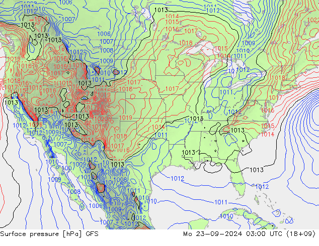 pressão do solo GFS Seg 23.09.2024 03 UTC