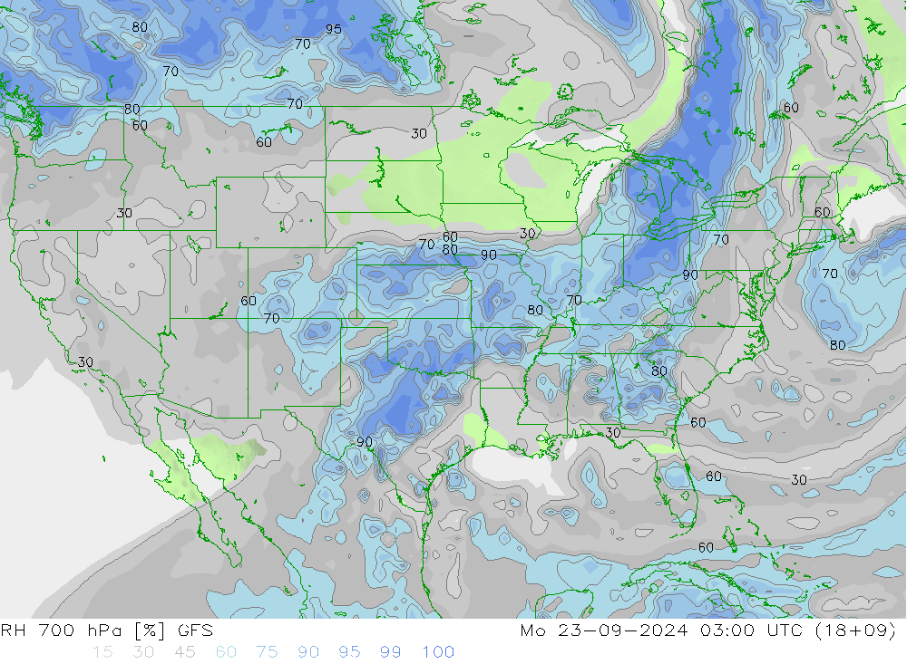 700 hPa Nispi Nem GFS Pzt 23.09.2024 03 UTC