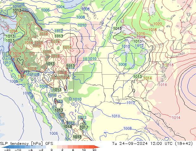 SLP tendency GFS Tu 24.09.2024 12 UTC