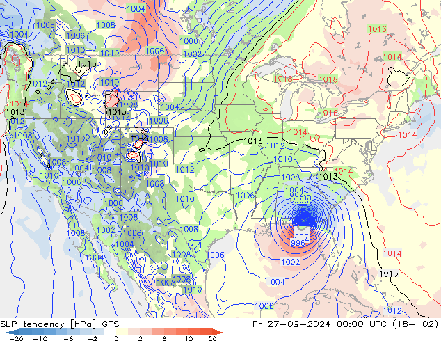 Drucktendenz GFS Fr 27.09.2024 00 UTC