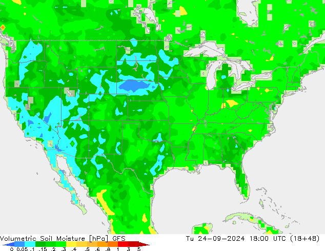 Volumetric Soil Moisture GFS вт 24.09.2024 18 UTC