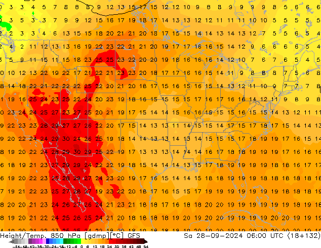 Height/Temp. 850 hPa GFS  28.09.2024 06 UTC