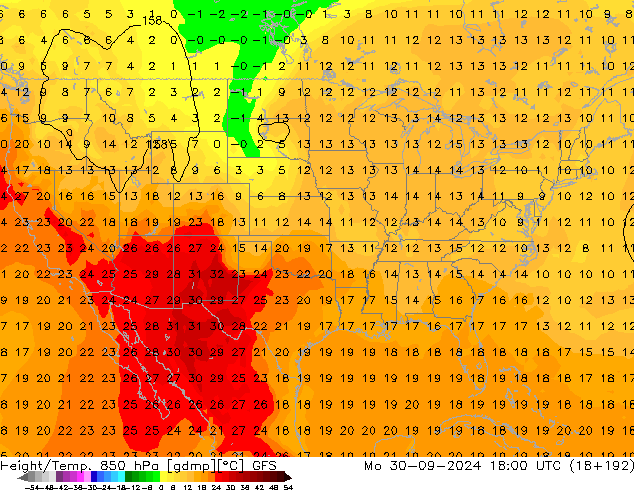 Z500/Regen(+SLP)/Z850 GFS ma 30.09.2024 18 UTC