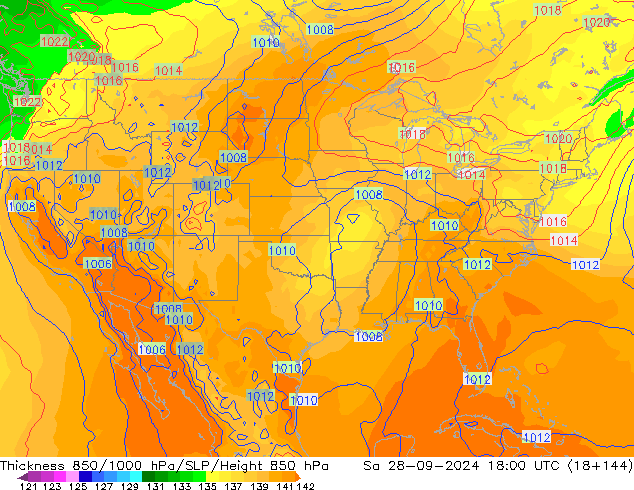 Thck 850-1000 hPa GFS  28.09.2024 18 UTC