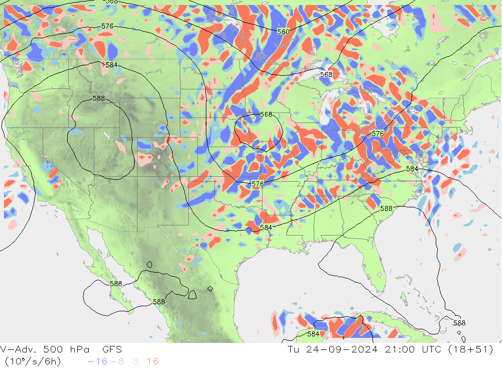 V-Adv. 500 hPa GFS Tu 24.09.2024 21 UTC