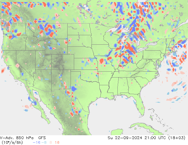 V-Adv. 850 гПа GFS Вс 22.09.2024 21 UTC