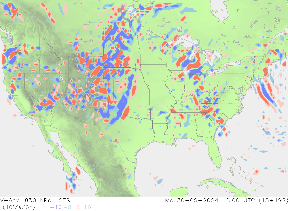 V-Adv. 850 hPa GFS Mo 30.09.2024 18 UTC