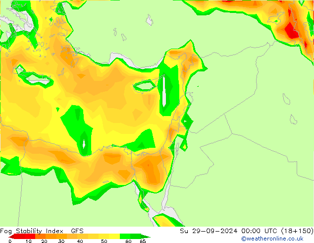 Fog Stability Index GFS dom 29.09.2024 00 UTC