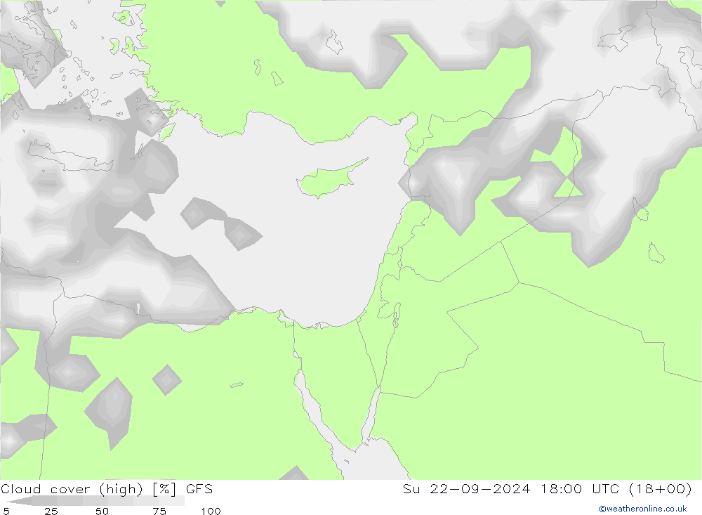 Bewolking (Hoog) GFS zo 22.09.2024 18 UTC