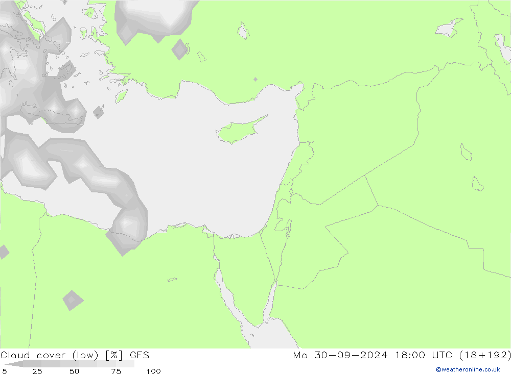 zachmurzenie (niskie) GFS pon. 30.09.2024 18 UTC