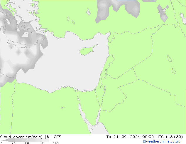 Cloud cover (middle) GFS Tu 24.09.2024 00 UTC